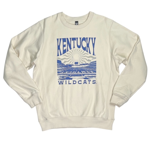 Kentucky Wildcats Premium Heavyweight Crew Neck Sweatshirt in Cream Size Large - Picture 2 of 7
